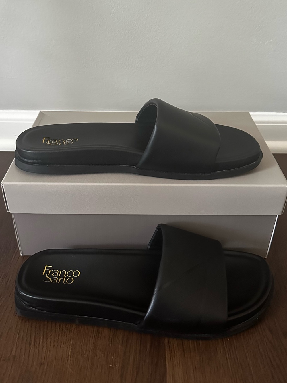Franco Sarto Black Women’s Slip-On Slide Sandals